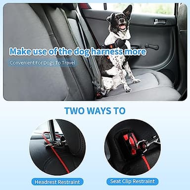 Dog Seat Belt Harness for Car,2pcs Dog Seatbelt of Coated Wire Leash Safety Restraint,No Chew Tether Cable Vehicle Dogs Accessories,Double Clips & Latch (2 Pack Black, 32 inch/80 CM) - Image 2