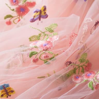 NNJXD Baby Girl Flower Embroidery Tulle Dress Butterfly Toddler Birthday Party Dresses 2109 Pink Size(110) 3-4 Years - Image 6