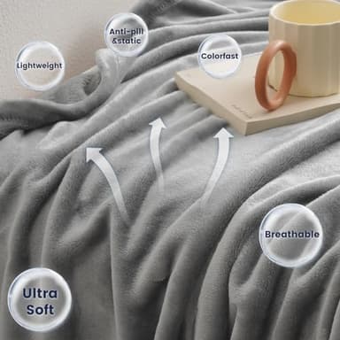 David's Home Soft Fleece Blanket King Size, 300GSM Warm Comfy for Fall Winter, Cozy Plush Lightweight Fuzzy Blanket for Bed, Couch, Sofa, Travel, Office, Chirstmas Gift for Women,Grey,108x90 inches - Image 2