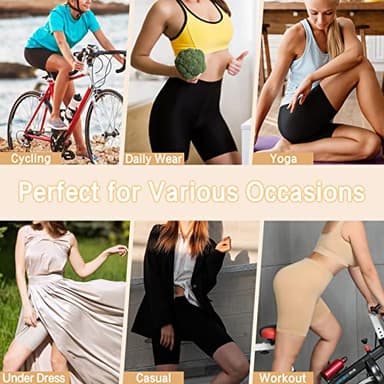 Reamphy 3 Pack Slip Shorts for Women Under Dress,Comfortable Smooth Yoga Workout Biker Shorts(Black+White+Nude,M) - Image 5