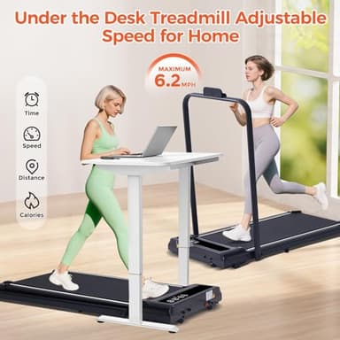 Walking Pad with Handle Bar, 3.0HP Foldable Folding Treadmills for Home Small, 3 in 1 Portable Treadmill with Handles, Small Walking Pad Treadmill Home with Remote Control, 320LB Capacity - Image 7