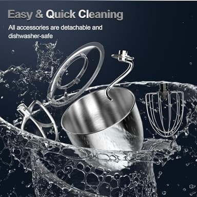 Honinst Stand Mixer, 6.5QT 10-Speed Tilt-Head Electric Stand Mixer, 3-In-1 Kitchen Mixer with Bowl, Dough Hook, Whisk and Beater, Food Mixer for Baking, Cake and Most Home Cooks, Black - Image 5