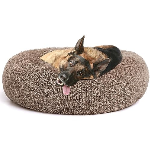 MIXJOY Orthopedic Dog Bed Comfortable Donut Cuddler Round Dog Bed Ultra Soft Washable Dog and Cat Cushion Bed (20''/23''/30''/36'') (36''x36'', Brown) - Image 1