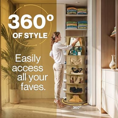 LOFT + IVY 7 Tier Rotating Shoe Rack Tower – 360° Spinning Storage Organizer, Modern Round Shoe Carousel for Closet, Entryway, Bedroom – Space Saving Rotating Lazy Susan Storage Tower - Image 2