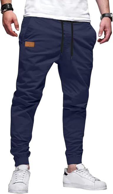JMIERR Mens Casual Joggers Pants - Cotton Drawstring Chino Cargo Pants Hiking Outdoor Twill Track Jogging Sweatpants Pants - Image 1