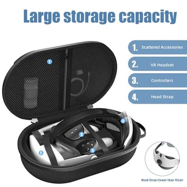 APEXINNO Large Carrying Case for Meta Quest 3/3S/2 Accessories – VR Travel Bag for Oculus Headset,Elite Strap,Accessories – Protective Storage Case for Oculus Quest 3/3S/2 - Image 2