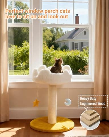 Happi N Pets Cloud Cat Tree, Cat Scratching Post with Bed, Small Cat Tree for Kittens, Cat Scratch Post with Cloud-Shaped Soft Perch & Cute Toys, Removeable Cover, Bonus Catnip - Image 5