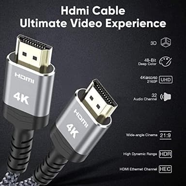 Highwings High-Speed 25 FT HDMI Cable, 18Gbps 2.0 Braided HDMI Cord, 4K HDR, HDR10, HDCP 2.2, ARC, Compatible with Roku TV/HDTV/PS5/Blu-ray - Image 5