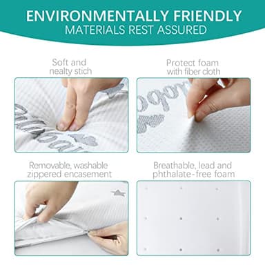 Bassinet Mattress Pad 15"x 30" Fits Dream On Me Lacy and Moses Basket, Oval Shaped with Removal Zippered Cover, Waterproof Breathable Soft Foam - Image 3