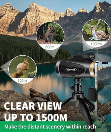 Monocular Telescope 80x100 HD Monoculars for Adults with Tripod & Phone Adapter, Monoculars for Bird Watching Stargazing Camping Hiking Hunting Wildlife Travel - Image 6