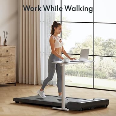 FLEXISPOT H7 Adjustable Overbed Bedside Table with Wheels Pneumatic Mobile Standing Desk Laptop Desk Rolling Computer Cart Movable Overbed Table Hospital Home Use(27.6" W x 15.7" D, White) - Image 9