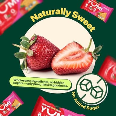 YUMI Organic Breakfast Superbar, Gluten-Free, No Added Sugar, 7+ Vegetables, Soft-Baked Crust, Healthy Snack Bars for Kids, School Safe, Healthy Alternative to Granola Bars or Cereal Bars, Strawberry (30ct) - Image 6
