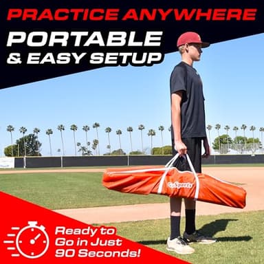 GoSports 7 ft x 7 ft Baseball & Softball Practice Hitting & Pitching Net with Bow Type Frame, Carry Bag and Strike Zone, Great for All Skill Levels - Image 6