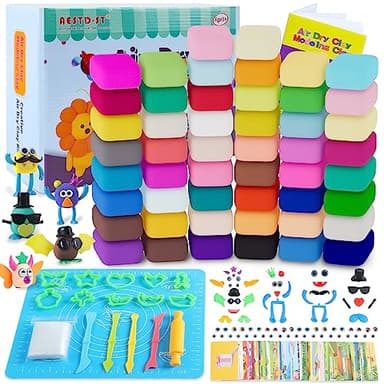 Air Dry Clay 50 Colors, Modeling Clay for Kids, DIY Model Magic Clay, Molding Clay Kit with Sculpting Tools, Non-Sticky Soft and Super Light, Arts and Crafts Gift for Boys Girls Kids - Image 1
