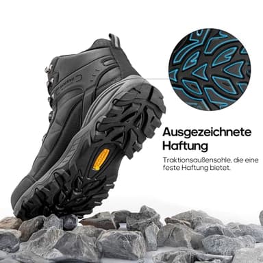 NORTIV 8 Men's Waterproof Hiking Boots Outdoor Trekking Lightweight Mountaineering Leather Shoes,Size 8.5,Black,NMUMHB2501 - Image 3