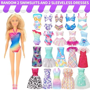 Style Shine 70 Pcs Doll Clothes and Accessories,2 Wedding Gown 6 Fashion Dresses 2 Set Casual Outfits 1 Top 1 Pant Bikini 1 Swimsuit,20 Hanger 10 Shoe 27 Accessories Toys for Girls Kids Birthday Gift - Image 4