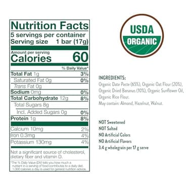 Little Bellies Organic Date, Oat & Banana Bars for Toddlers 12+ Months, 3 oz (5 Bars) - Pack of 6 - Image 4