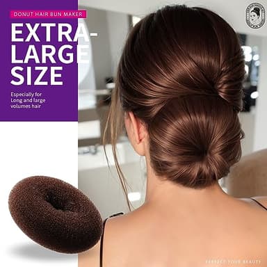 Teenitor Donut Hair Bun Maker Set - 7 Rings (1 Extra-Large, 2 Large, 2 Medium, 2 Small), 5 Elastic Bands, 20 Hair Pins, Dark Brown - Image 6