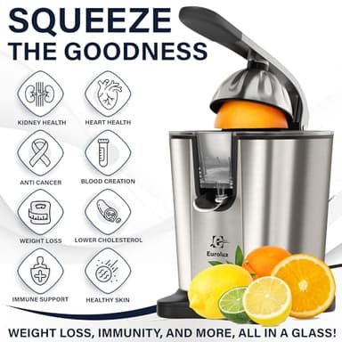 Eurolux Electric Citrus Juicer Power Pro - With 300 Watts of Power, The Most Powerful Juicer, For Easy Smooth Juicing Experience | New Updated Design - Image 7