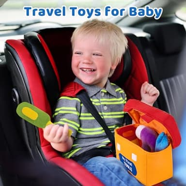 KMUYSL Baby Toys 6-12 Months, My First Tools Plush Toys -4 Pcs Sensory Playset Soft Toys with Squeaker Crinkle for 6-9-12 Months Newborn Infant, Birthday Christmas Gifts for Boys Girls - Image 7