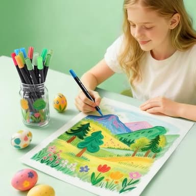 Tongfushop 72 Colors Acrylic Paint Markers, Dual Tip Acrylic Paint Pens with Brush Tip & Fine Tip, Wood Markers for Rock Painting, Wood, Canvas, Stone, Glass, Ceramic, DIY Crafts, Art Supplies - Image 7