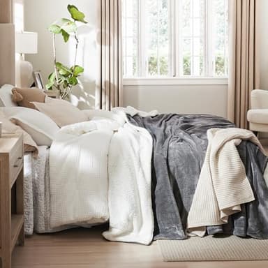 Bedsure GentleSoft Sherpa Fleece Throw Blanket for Couch - Thick and Warm Blanket for Winter, Soft Fuzzy Plush Throw Gift for Women, Grey, 50x60 Inches - Image 9