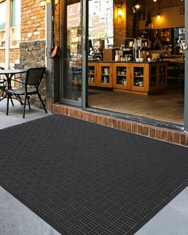 DEXI Front Door Mat Outside Entrance, 4x6 ft Large Rubber Entry Doormat Heavy Duty, Welcome Mats Non Slip for Inside House Floor Entryway Double Doors Exterior Patio, Maze Black - Image 8