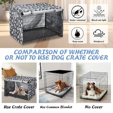 Dog Crate Cover 49 inch - Double Door, Dog Kennel Indoor, Waterproof Dog Kennel Cover with Air Vent Window, for Indoor/Outdoor Most Wire Dog Crate(Grey) - Image 2