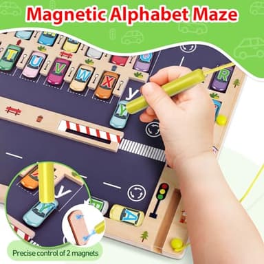 Scuwtocn Wooden Magnetic Alphabet Maze Letter Puzzle, Montessori Fine Motor Skills Toys for Boys Girls 3 4 5 Years Old, ABC Learning Toys for Kids Age 3+, Christmas, Birthday Present - Image 5