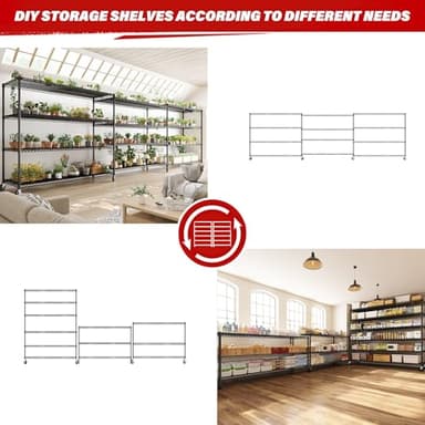 REIBII 60''W X 82.6" H Steel Heavy Duty Wire Shelving Unit with Wheels, 6-Tier Adjustable Storage Shelves 3598LBS Commercial Metal Shelves for Pantry, Garage, College Dorm School Industrial Shelving - Image 7