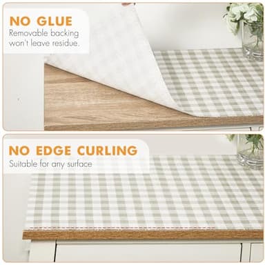 Viseeko Shelf and Drawer Liner for Kitchen Cabinet, Non-Adhesive Cabinet Liners for Shelves, Strong Grip Shelf Paper Non-Slip Waterproof Easy to Cut for Dresser Cupboard, Green Grid, 12 in x 20 ft - Image 4