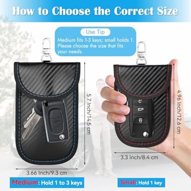 Hoiny 2 Pack Faraday Key Fob Protector, Premium Car RFID Signal Blocking Pouch, Secure Faraday Bag for Car Key Fob, Anti-Theft Case (Red+Blue, Small) - Image 5