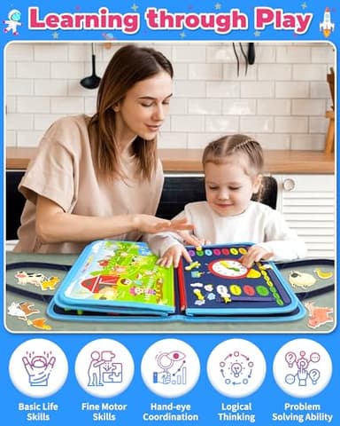 Gojmzo Busy Board Montessori Toys for Toddler Boy Birthday Gifts, Busy Book Sensory Toys for Toddlers, Learning Educational Toddler Travel Activities - Image 5