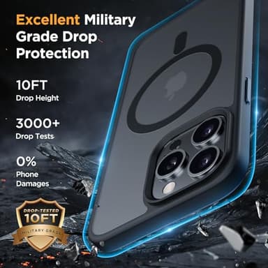 Miracase Magnetic for iPhone 15 Pro Max Case 6.7 inch (Compatible with MagSafe)（with 2X Screen Protectors） Military-Grade Protection, Anti-Fingerprint Translucent Matte Phone Cover, Black - Image 5