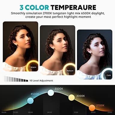 Weilisi 12'' Ring Light with Stand 72'' Tall & 2 Phone Holders,38 Color Modes Selfie Light with Tripod Stand, Big LED Ring Light for iPhone/Android/Camera,YouTube,Makeup - Image 6