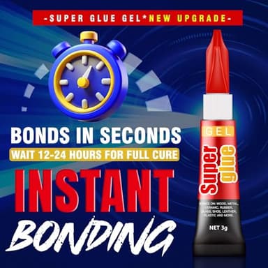 3 Gram (Pack of 12) Single use Super Glue Gel, Super Fast, Thick & Strong Adhesive Superglue, Cyanoacrylate Glue for Hard Plastics, DIY Craft, Ceramics, Frame, Leather, Metal Etc - Image 2