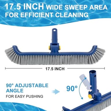 POOLAZA Pool Brush with Rotatable Handle,17.5" Pool Brush Head for Inground Pools, Above-Ground & Vinyl Pools, Heavy-Duty Pool Brushes for Cleaning Pool Walls - Image 4