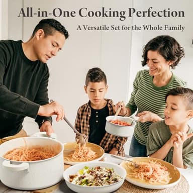 Bazova 22-Piece Pots and Pans Set Non Stick with Removable Handles, Ceramic Cookware Set, Large-Capacity & Non Toxic, Induction & RV Compatible, Dishwasher Safe, PFAS/PTFE/PFOA Free, White - Image 6