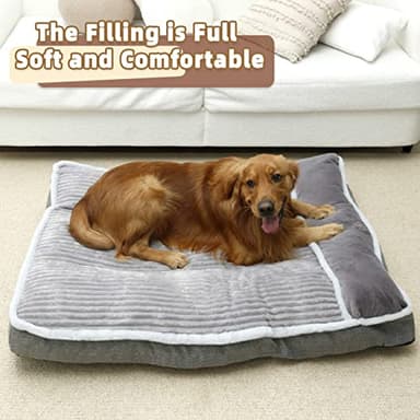 Dog Bed for Large Dogs, Dog Mattress with Pillow for Crate Kennel, Sofa pet Bed, Super Soft pet Bed for Medium, Jumbo, Small Dogs Breeds (Grey, XX-Large:(46"x30"x4") - Image 7