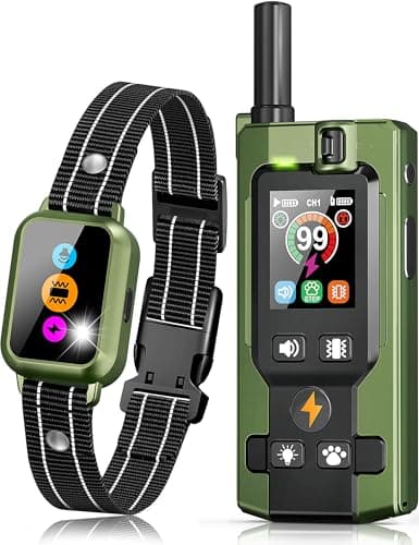 Dog Training Collar with Remote - Upgraded 5 Modes with Step Counting & Light Dog Shock Collar 3300FT IP67 Waterproof Rechargeable E-Collar for Large Medium Small Dogs (Green) - Image 1