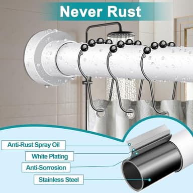 YNL Tension Shower Curtain Rod 34-66 Inch, Adjustable Spring Tension Curtain Rod No Drilling, Non-Slip, Never Rust, Stainless Steel, for Small Window Laundry Door Entryway,White - Image 3