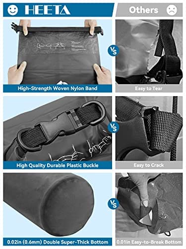 HEETA Dry Bag Waterproof for Women Men, Roll Top Lightweight Dry Storage Bag Backpack with Phone Case for Travel Swimming Boating Kayaking Paddle Board Camping Beach Accessories(Transparent Black,10L) - Image 4