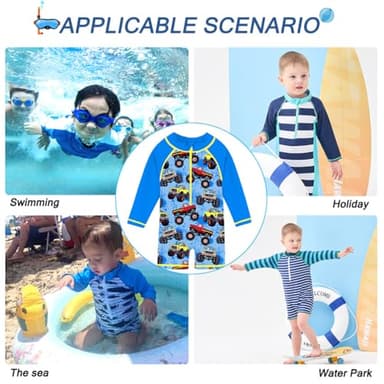 Funnycokid Swimsuit Baby Boys 3t Rash Guard Toddler Bathing Suit One Piece Swimwear Zipper Sunsuit UPF 24-36 Months - Image 6