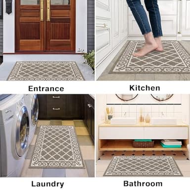 HEBE Indoor Door Mat 24''x36'' Non Slip Front Door Welcome Mats Washable Shoe Mats Dirt Trapper for Entryway Low Profile Kitchen Carpet for Entrance Hallways Entrance Mat for Dogs - Image 7