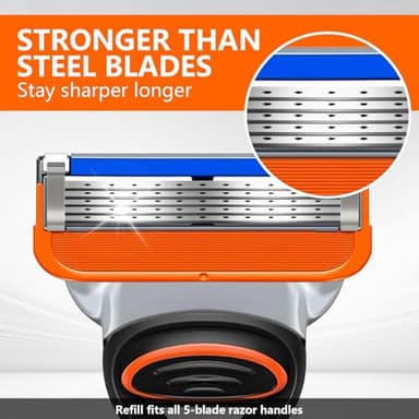 16 Pcs Razor Blade Shaving Razor Blade Refills for Fusion 5, a More Comfortable Shave for Men, Orange New Version - Image 2