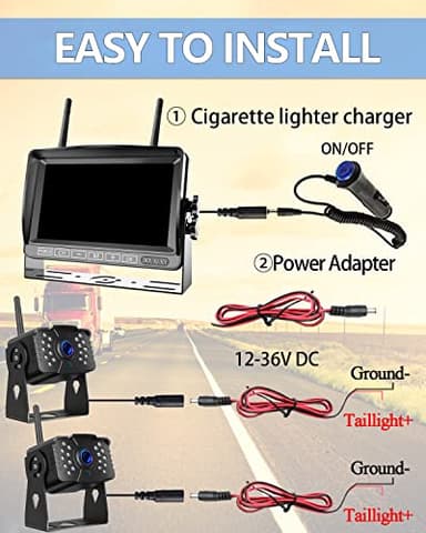 FHD 1080P 2 Digital RV Wireless Backup Camera System for RV Trailer Truck Bus Motorhomes 5th Wheels 4CH 7'' Monitor Highway Monitoring System IP69K Waterproof Super Night Vision Strong Signal - Image 9