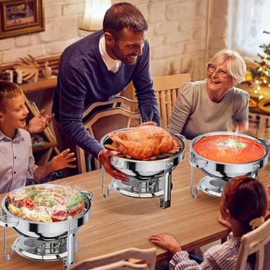 Anycoo 5.5QT Chafing Dishes for Buffet 4 Pack, Stainless Steel Chafing Dish Buffet Set, Buffet Servers and Warmers with Lid for Wedding Parties Outdoor BBQ Spring Summer Picnic - Image 8