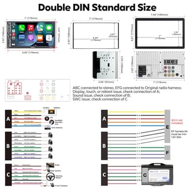 [QLED Screen Upgrade] 7" Double Din Car Stereo with Wireless Apple CarPlay and Android Auto, 240W Powerful Sound, 4.2-Channel Audio Output, Bluetooth, MirrorLink, Backup Camera, AM/FM Car Radio - Image 6