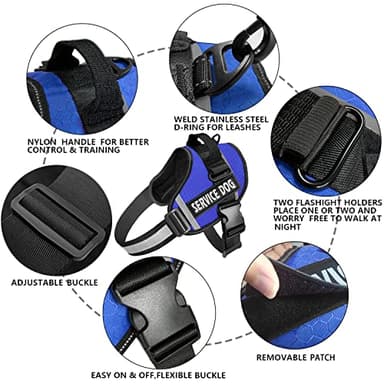 JSXD Dog Harness,No-Pull Service Dog Harness with Handle Adjustable Outdoor Pet Dog Vest 3M Reflective Nylon Material Vest for Breeds,Easy Control for Small Medium Large Dogs - Image 2