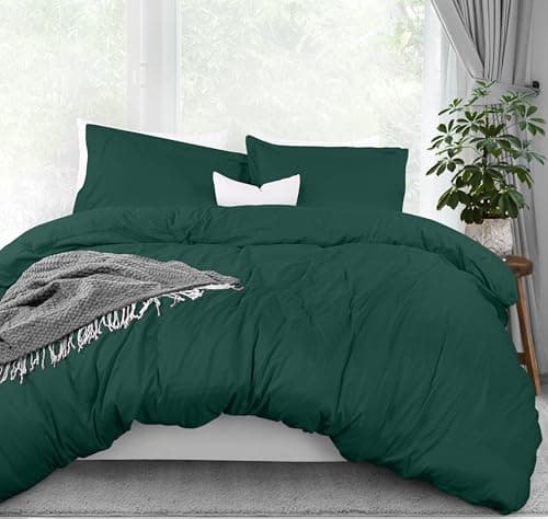Utopia Bedding Duvet Cover Queen Size - 3 Piece with Zipper Closure - 1 Comforter Cover 90X90 Inches & 2 Pillow Shams 20X26 Inches (Emerald) Comforter Not Included - Image 1
